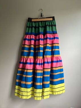 STAUD Sea Skirt - Multi-Color Tiered Maxi Skirt - 98% cotton - Like New!